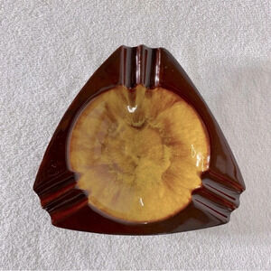 Vintage MCM Blue  Mountain Pottery Canada Brown Yellow Ceramic Ashtray